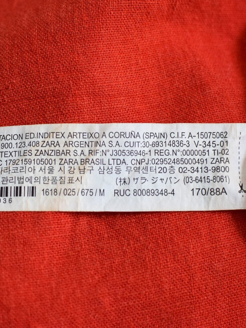 Zara Linen Blend Camisole Midi Slip Dress Orange Red Buttons Sz M Fall Capsule - Picture 11 of 11